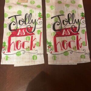 C&F Home Holiday Flour Sack kitchen Towels Jolly As Heck  design Cotton set of 2